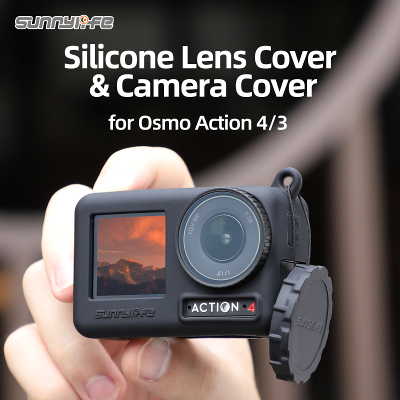 Sunnylife Silicone Lens Cover Protective Case Caps Scratch-proof Camera Cover Protector Lanyard Accessories for OSMO ACTION 4/3