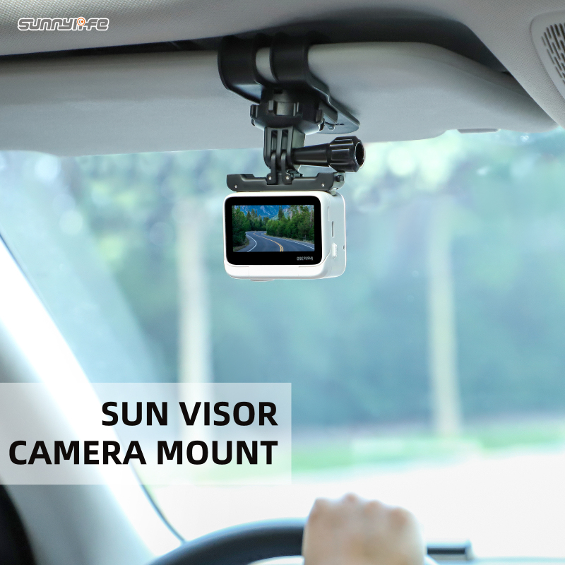 Sunnylife Car Sun Visor Mount Action Camera Holder Cell Phone Vlog Mount 360°Rotating for Insta360 GO 3 /360 X3/ GoPro 11/ Action 3