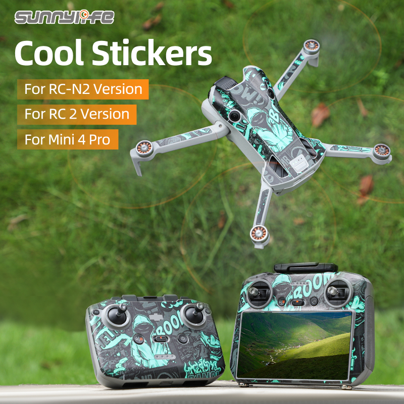 Sunnylife Colored Stickers Protective Film Scratch-proof Decals Skin Wrap Accessories for Mini 4 Pro
