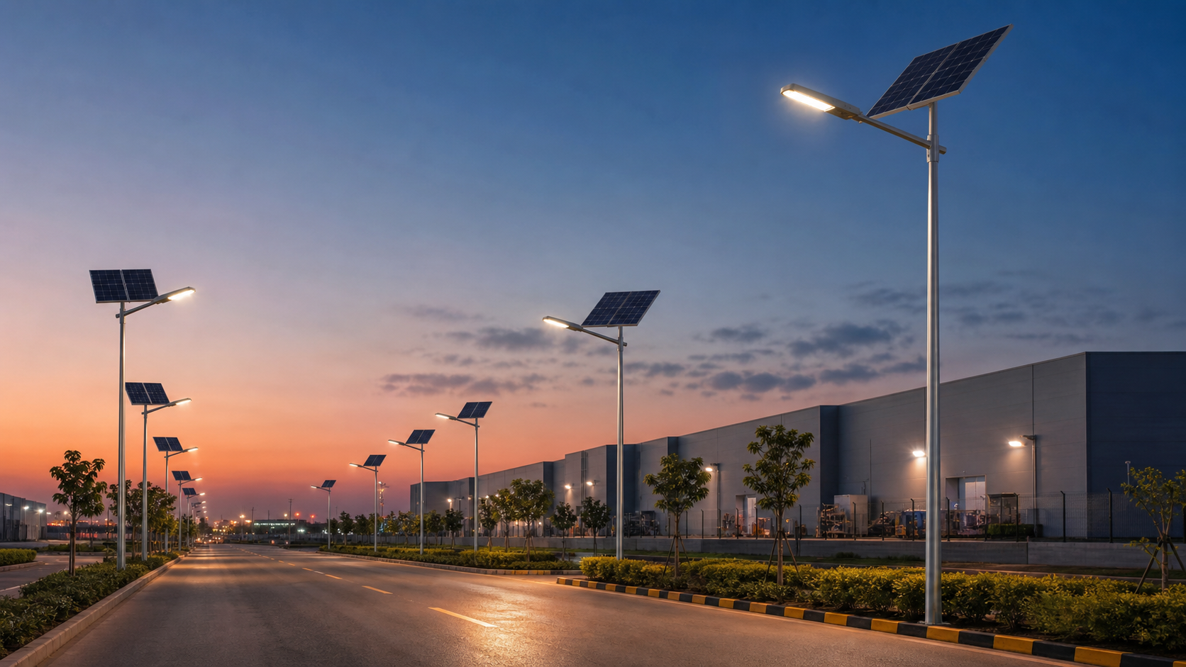 Integrated solar street light with waterproof housing solar panel and adjustable bracket