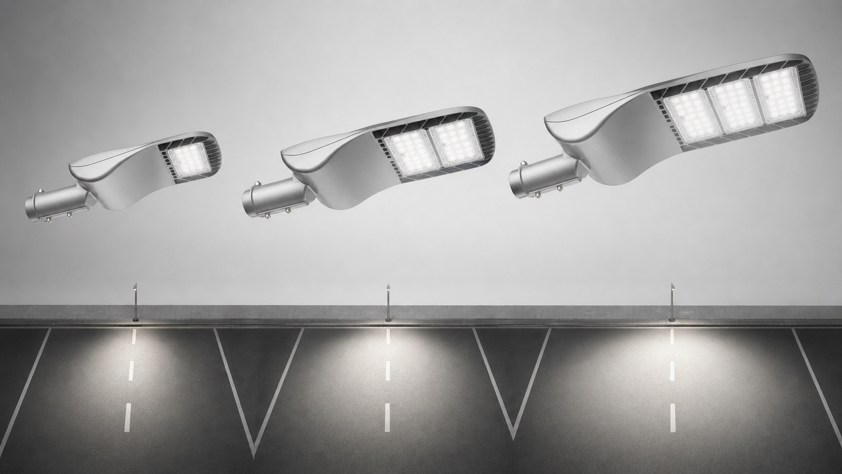 OD-027 LED street light in 50W 100W and 150W physical sizes with road-light distribution