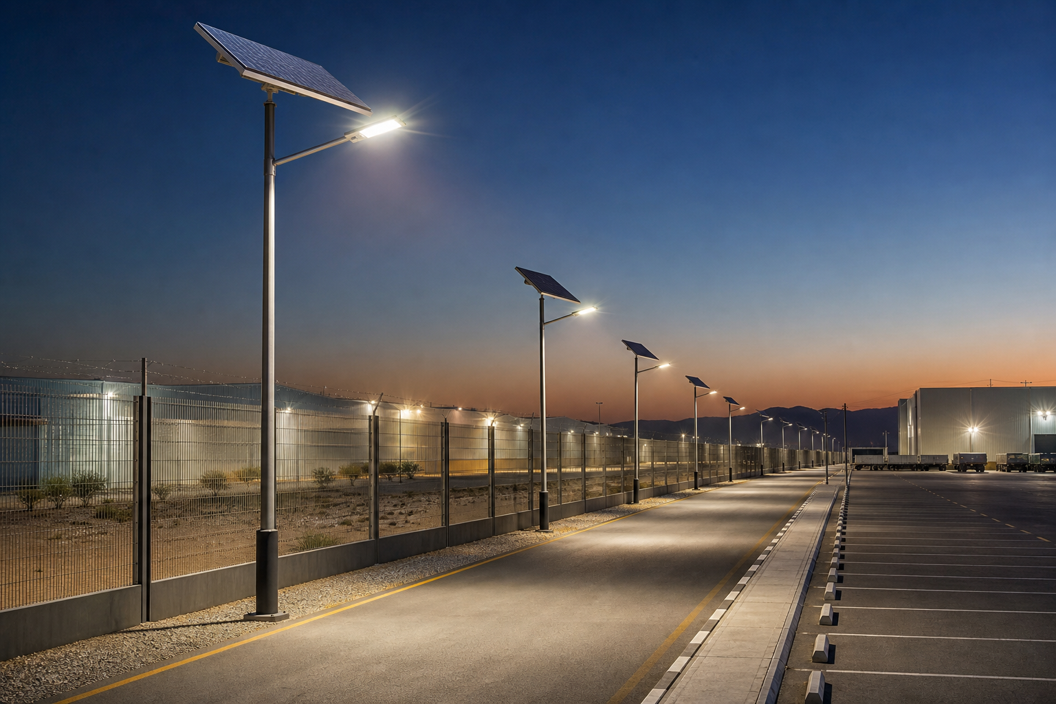 IP65 solar street light fixture with waterproof housing solar panel and adjustable bracket