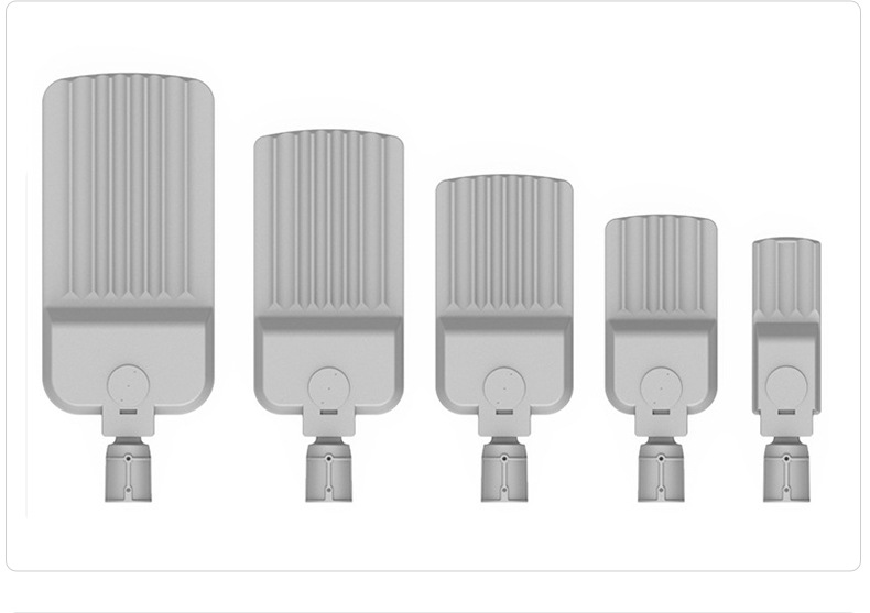 Rear view comparison of five STL-002 LED street light housing sizes