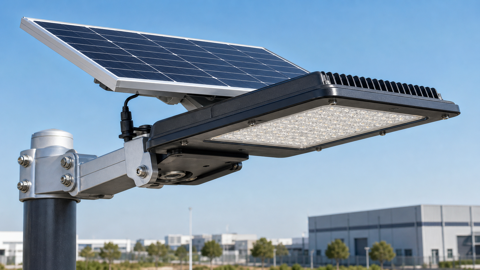 Solar LED street lights UAE industrial park access road project