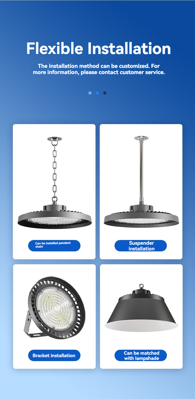 Original JY-001 high bay light chain ceiling bracket and fixed installation options