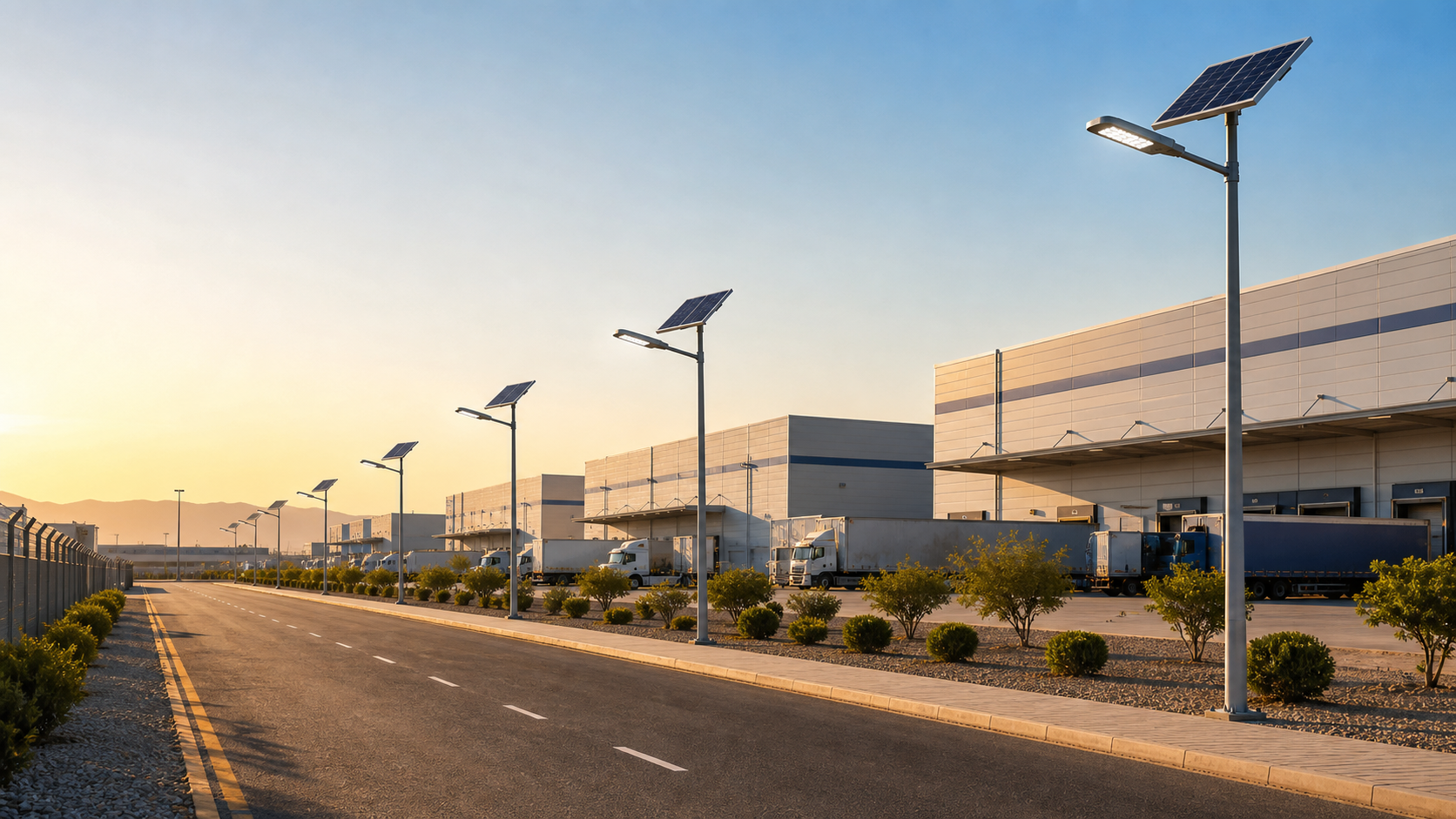 Integrated solar LED street light with IP65 housing and adjustable bracket