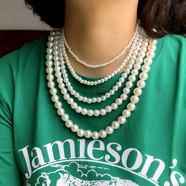 DIY easy match pearl beaded necklace