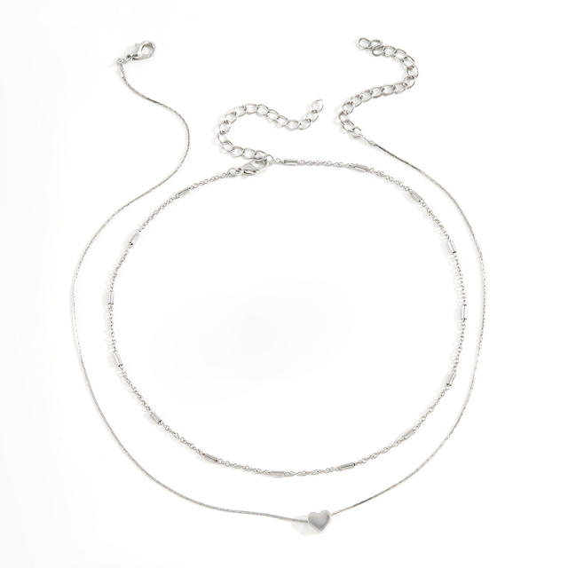 Concise two layer dainty heart choker necklace