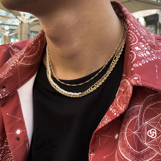 Occident fashion hiphop three layer choker necklace for men