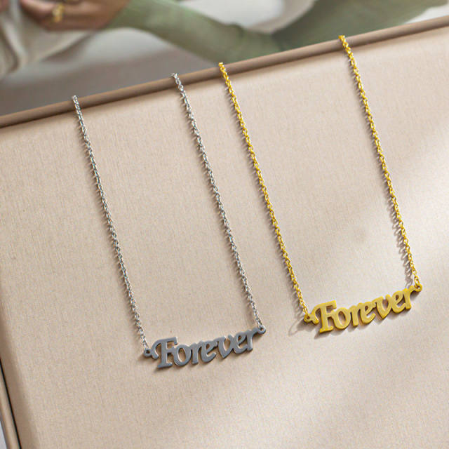 Forever letter stainless steel choker necklace