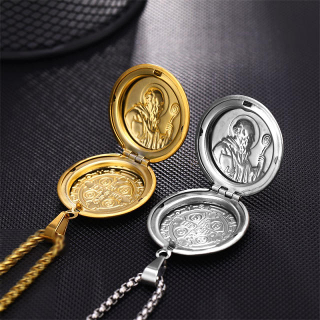 Stainless steel St Benedict locket necklace/pendant