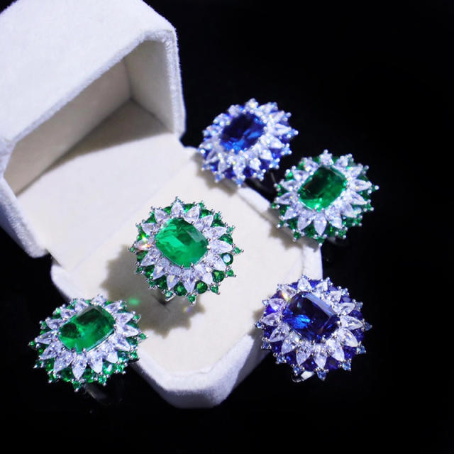 Luxury enerald sapphire statatment jewelry set