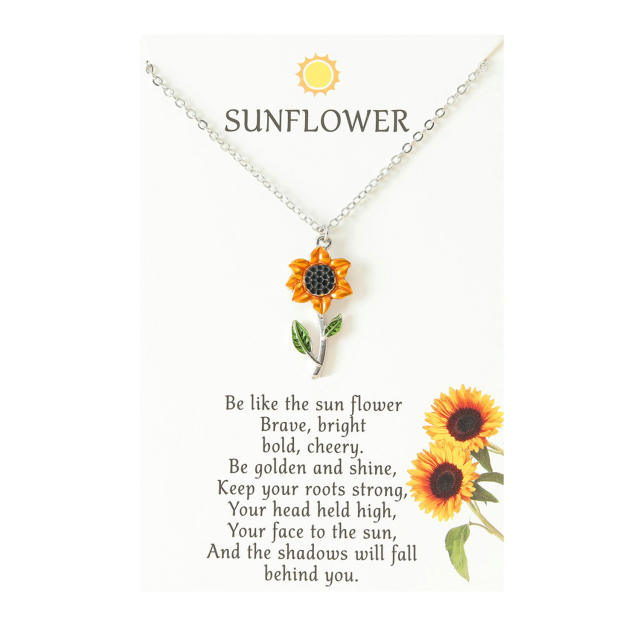 Amazon hot sale enamel sunflower pendant necklace
