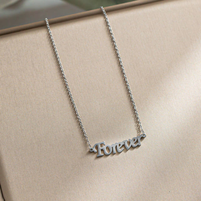 Forever letter stainless steel choker necklace