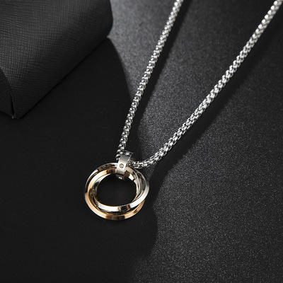 Hiphop three rings pendant mens necklace