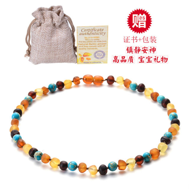 Creative baby teething amber necklace