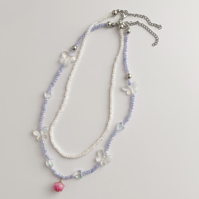 New double layer seed bead necklace