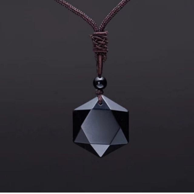 Obsidian pendant energy stone necklace