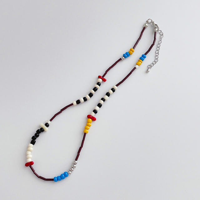 New natural stone seed bead stitching necklace