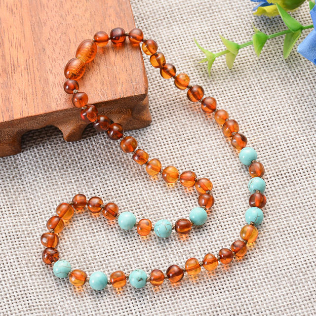 Baby teething amber necklace beaded necklace