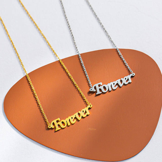 Forever letter stainless steel choker necklace