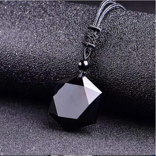 Obsidian pendant energy stone necklace