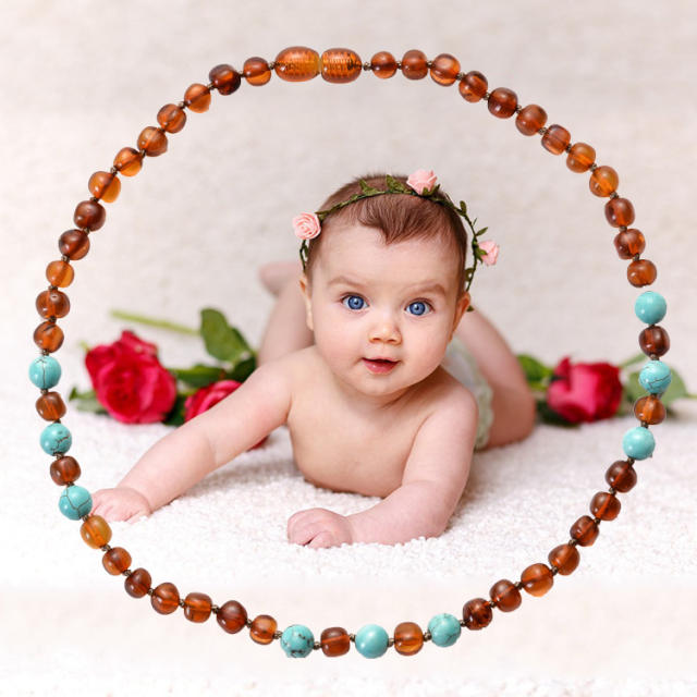 Baby teething amber necklace beaded necklace