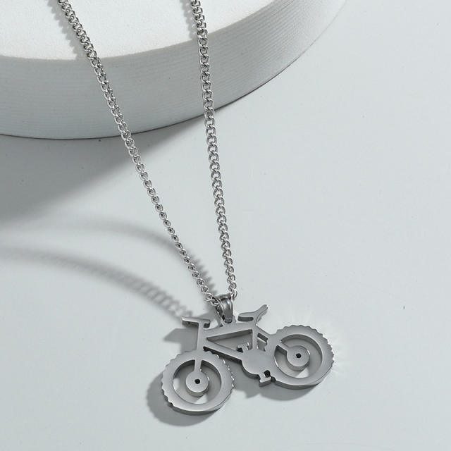 Mechanical bicycle personality pendant stainless steel necklace