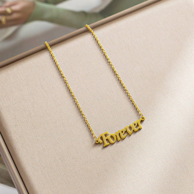 Forever letter stainless steel choker necklace