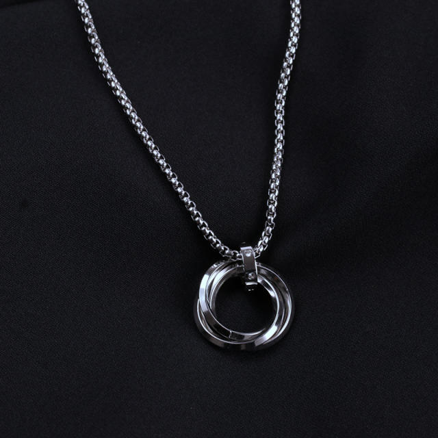Hiphop three rings pendant mens necklace