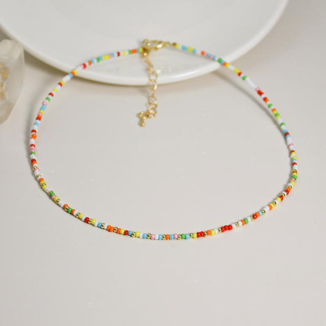 Summer seed beads colorful choker