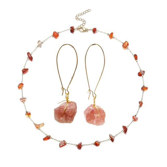 Occident fashion natural stone necklace earrings set