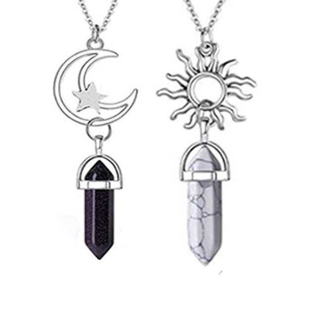 Amazon hot sale evil eye natural stone pendant wireless  necklace set