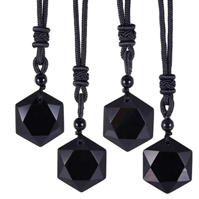 Obsidian pendant energy stone necklace