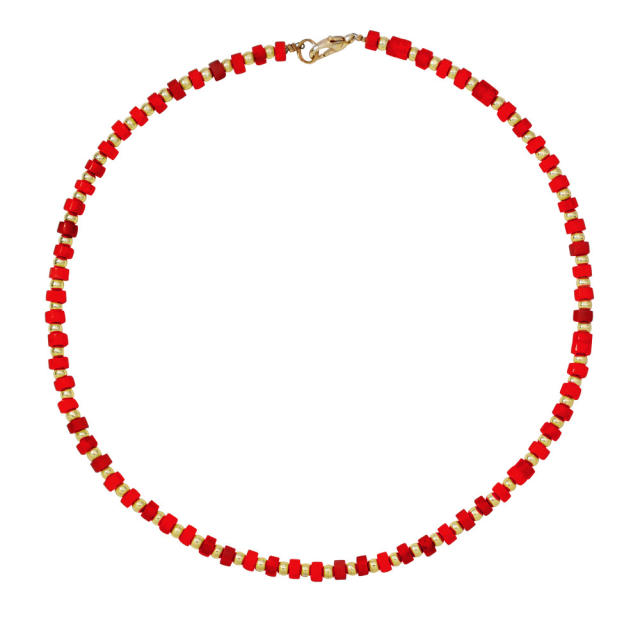 Holiday color agate beaded choker necklace