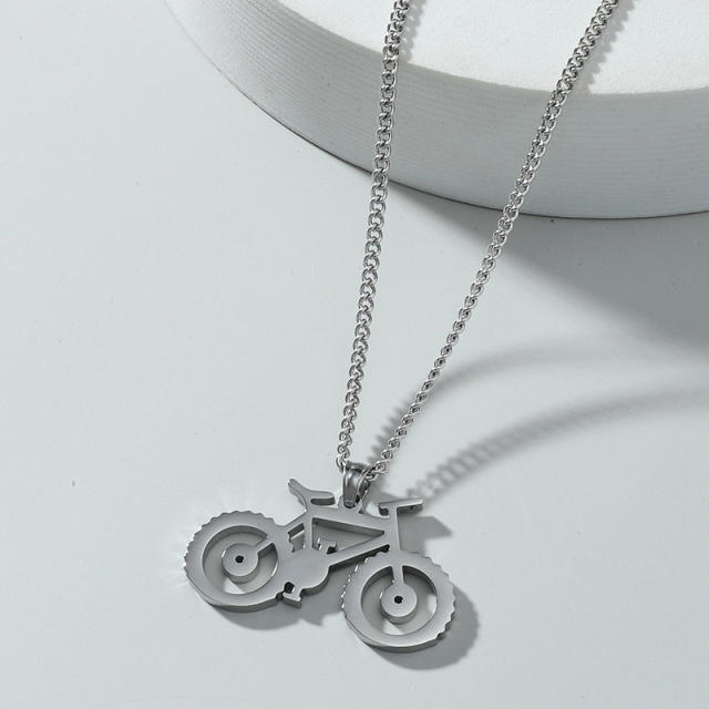 Mechanical bicycle personality pendant stainless steel necklace