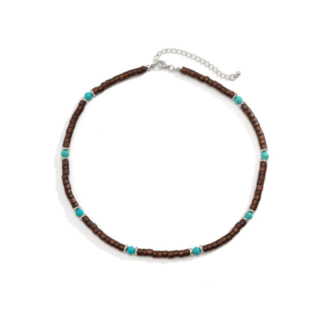 Summer design wood beads choker necklace for men