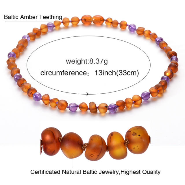 Baby teething amber necklace