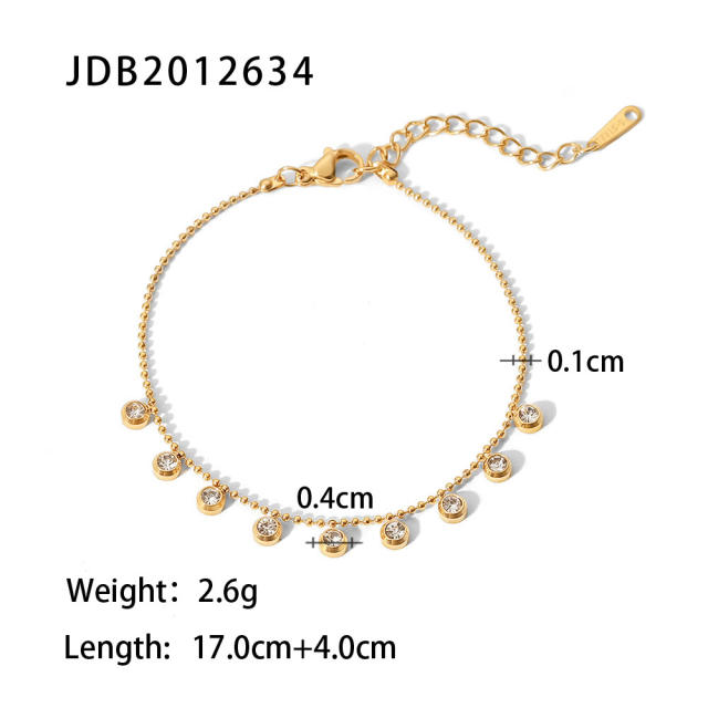 INS cubic zircon tassel dainty stainless steel neckalce bracelet