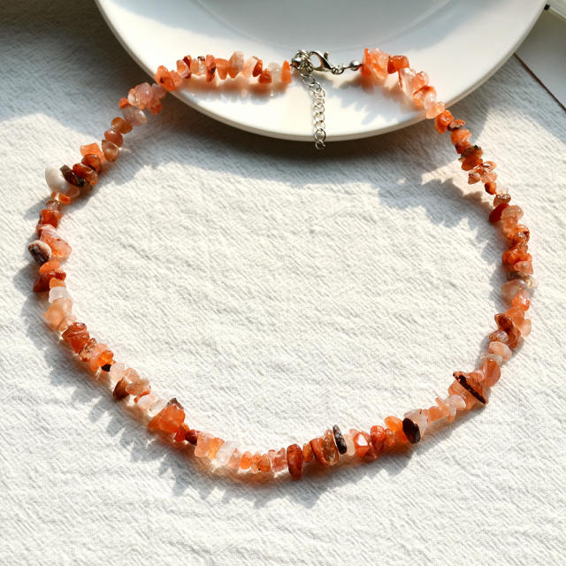 Beach color gravel beaded choker necklace