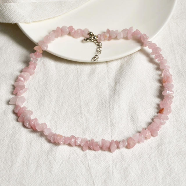 Beach color gravel beaded choker necklace