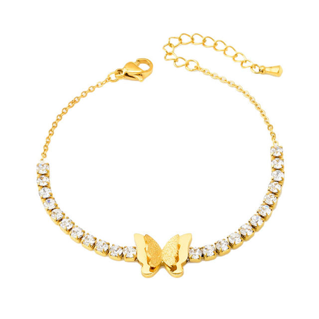 Frosted butterfly tennis chain bracelet