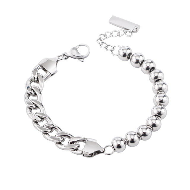 Stainless steel beaded chain bracelet