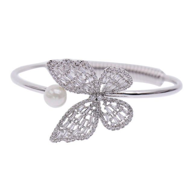 Butterfly bangle bracelet inlaid cubic zirconia