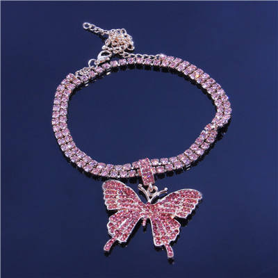 Butterfly charm rhinestone tennis anklet