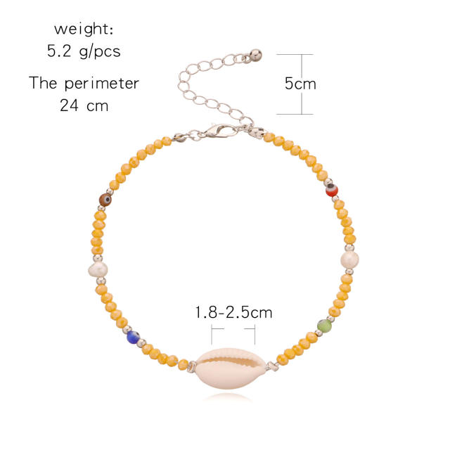 Shell seed beads anklet