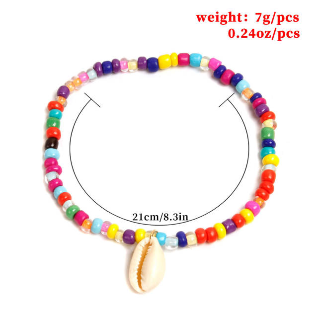 Shell seed beads anklet