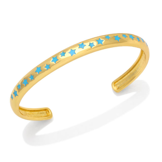 Enamel star colorful open bangle