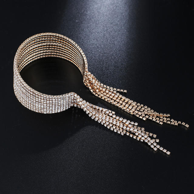 Occident fashion luxury pave setting tassel cuff bangle