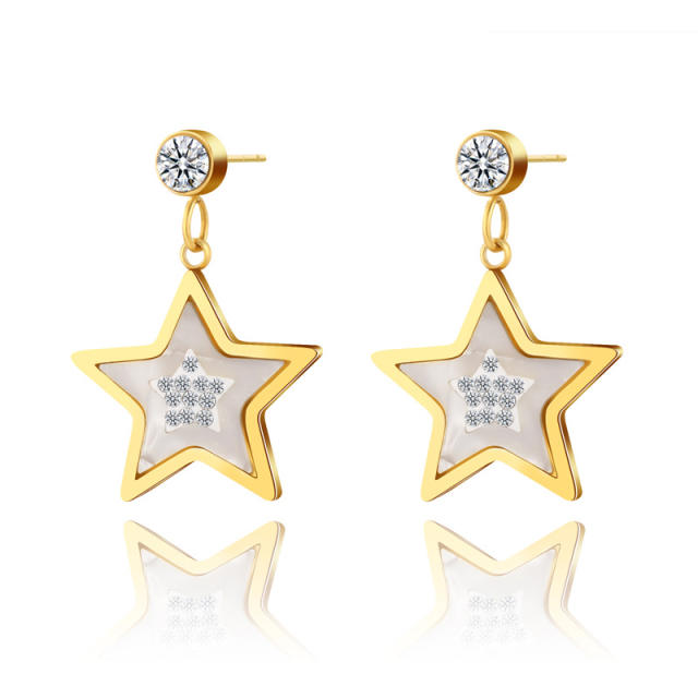 14KG stainless steel star earrings